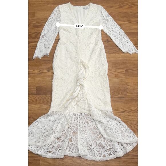 ALEXIS Off white lace midi Nadege Mermaid bride dress size small - Picture 7 of 14